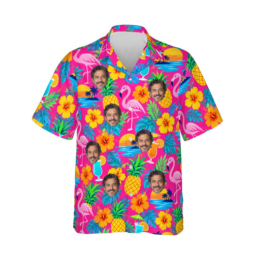 Tacky Tourist Ugly Hawaiian Shirt personalized with printed faces, front view