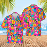 Tacky Tourist Ugly Hawaiian Shirt with custom faces, front and back