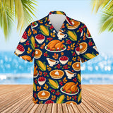 Thanksgiving Feast Hawaiian Shirt print before personalizing, front view