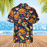 Thanksgiving Feast Hawaiian Shirt with custom faces, back view