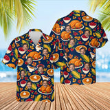 Thanksgiving Feast Hawaiian Shirt with custom faces, front and back