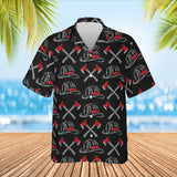 Thin Red Line Firefighter Hawaiian Shirt print before personalizing, front view