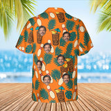 Tiki Bowl Hawaiian Bowling Shirt with custom faces, back view