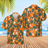 Tiki Bowl Hawaiian Bowling Shirt with custom faces, front and back