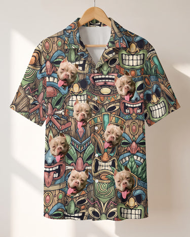 Tiki Island Vibes personalized Hawaiian shirt printed with customer faces