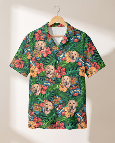 Tiki Paradise Warrior personalized Hawaiian shirt printed with customer faces