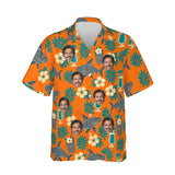 Tiki Shark Hawaiian Shirt personalized with printed faces, front view