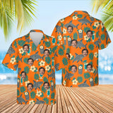 Tiki Shark Hawaiian Shirt with custom faces, front and back