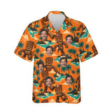 Tiki Titan Kaiju Hawaiian Shirt personalized with printed faces, front view