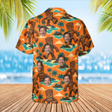 Tiki Titan Kaiju Hawaiian Shirt with custom faces, back view