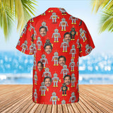 Tin Robot Sci-Fi Hawaiian Shirt with custom faces, back view