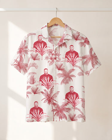 Toile de Jouy Palm personalized Hawaiian shirt printed with customer faces