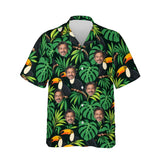 Toucan Tropical Hawaiian Shirt personalized with printed faces, front view