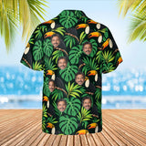 Toucan Tropical Hawaiian Shirt with custom faces, back view