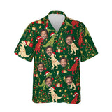 Tree Rex Dinosaur Christmas Hawaiian Shirt personalized with printed faces, front view