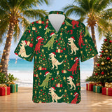 Tree Rex Dinosaur Christmas Hawaiian Shirt print before personalizing, front view