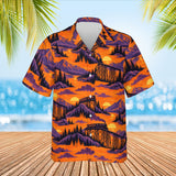 Trestle Bridge Train Hawaiian Shirt print before personalizing, front view
