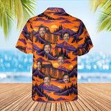 Trestle Bridge Train Hawaiian Shirt with custom faces, back view