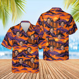 Trestle Bridge Train Hawaiian Shirt with custom faces, front and back