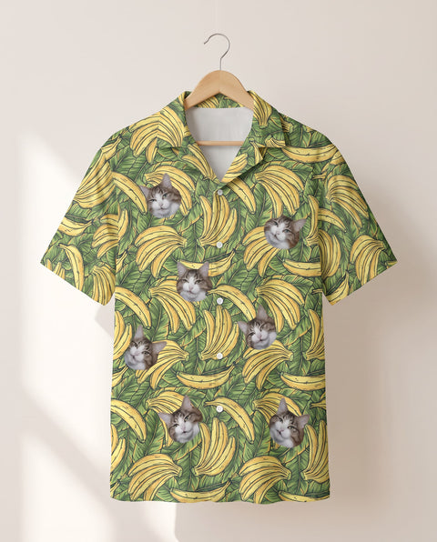 Tropical Banana Bliss personalized Hawaiian shirt printed with customer faces