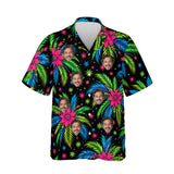 Tropical Fireworks personalized Christmas Hawaiian shirt printed with customer faces, front view