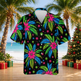 Tropical Fireworks Christmas Hawaiian shirt print before personalizing, front view