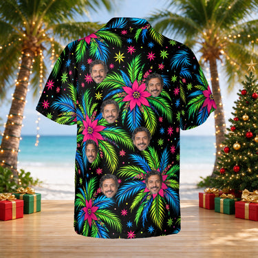 Tropical Fireworks custom Christmas Hawaiian shirt with photos, back view