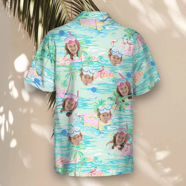 Tropical Flamingo Paradise custom Hawaiian shirt with photos, example 1