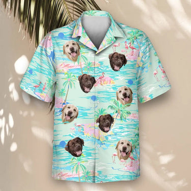 Tropical Flamingo Paradise custom Hawaiian shirt with photos, example 2