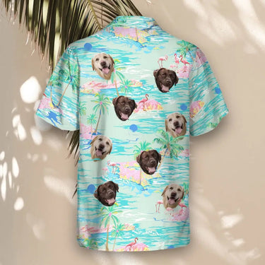 Tropical Flamingo Paradise custom Hawaiian shirt with photos, example 3