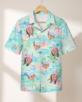 Tropical Flamingo Paradise personalized Hawaiian shirt printed with customer faces