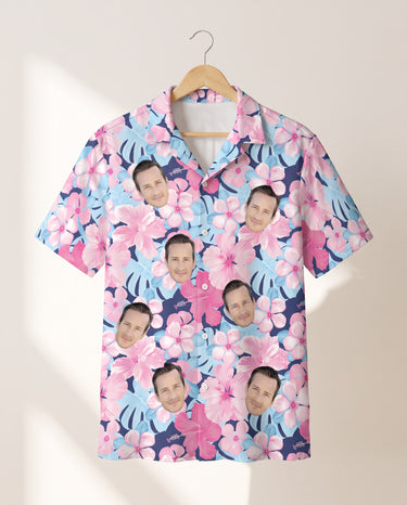 Tropical Floral Escape personalized Hawaiian shirt printed with customer faces