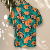 Tropical Flowers and Palm Leaves custom Hawaiian shirt with photos, example 1