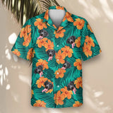 Tropical Flowers and Palm Leaves custom Hawaiian shirt with photos, example 2