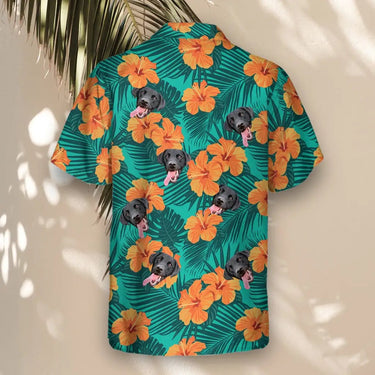 Tropical Flowers and Palm Leaves custom Hawaiian shirt with photos, example 3