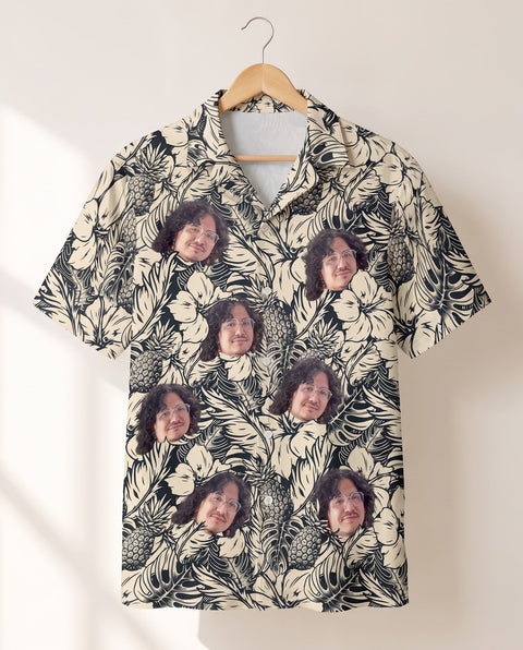 Tropical Garden Elegance personalized Hawaiian shirt printed with customer faces