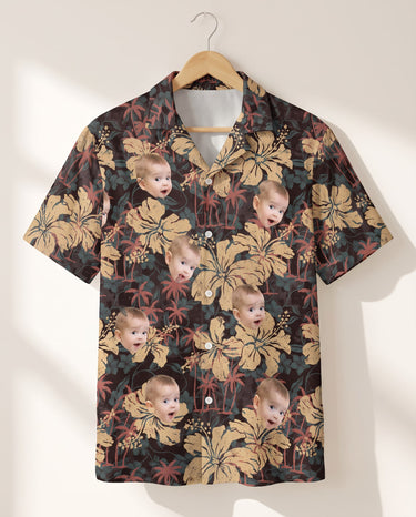 Tropical Grunge Bloom personalized Hawaiian shirt printed with customer faces