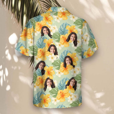 Tropical Hibiscus Vibes custom Hawaiian shirt with photos, example 1