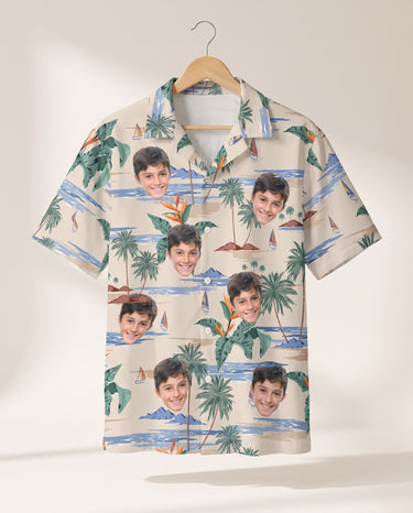 Tropical Island Paradise personalized Hawaiian shirt printed with customer faces