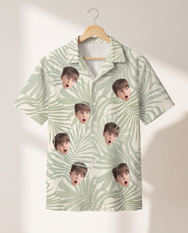 Tropical Leaf Dreams personalized Hawaiian shirt printed with customer faces