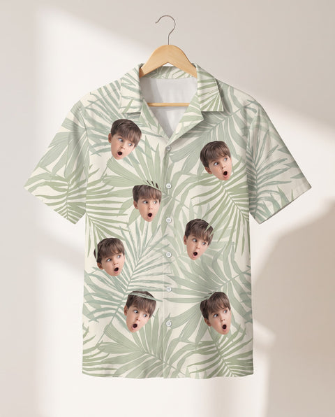 Tropical Leaf Dreams personalized Hawaiian shirt printed with customer faces