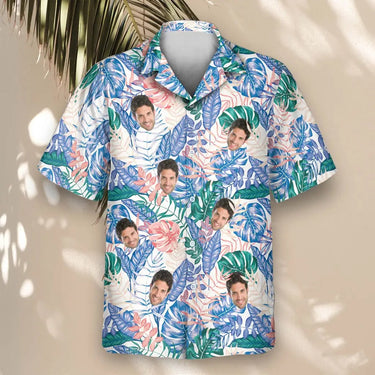 Tropical Leaf Fusion custom Hawaiian shirt with photos, example 2