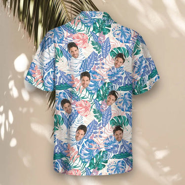 Tropical Leaf Fusion custom Hawaiian shirt with photos, example 3