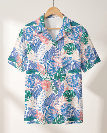 Tropical Leaf Fusion Hawaiian shirt print before personalizing