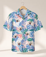 Tropical Leaf Fusion personalized Hawaiian shirt printed with customer faces