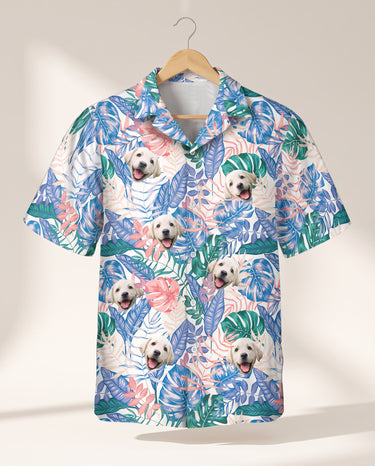 Tropical Leaf Fusion personalized Hawaiian shirt printed with customer faces