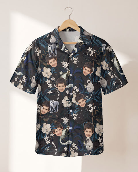 Tropical Night Bloom personalized Hawaiian shirt printed with customer faces