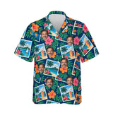 Tropical Postcard Hawaiian Shirt personalized with printed faces, front view