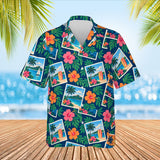 Tropical Postcard Hawaiian Shirt print before personalizing, front view