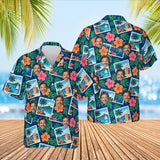 Tropical Postcard Hawaiian Shirt with custom faces, front and back